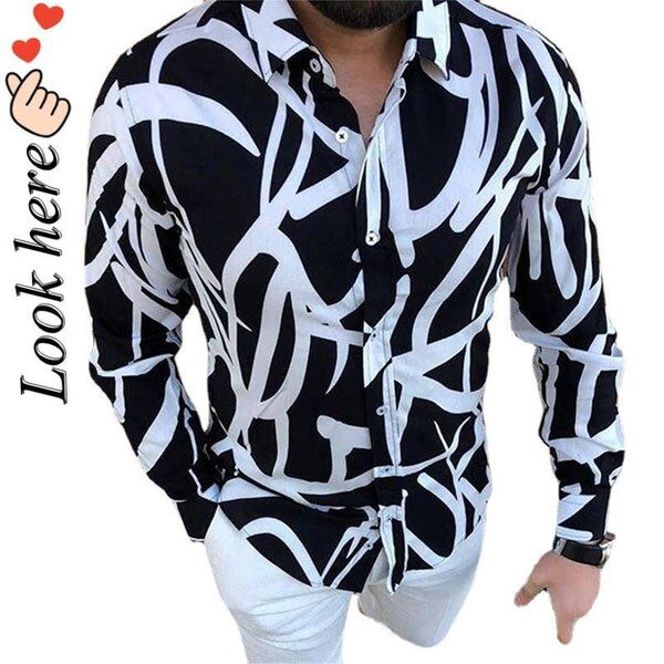 men's casual shirts european american 2021 men's clothing fashion printed shirt single-breasted cardigan long sleeve men, White;black
men's casual shirts european american 2021 men's clothing fashion printed shirt single-breasted cardigan long sleeve men, White;black
