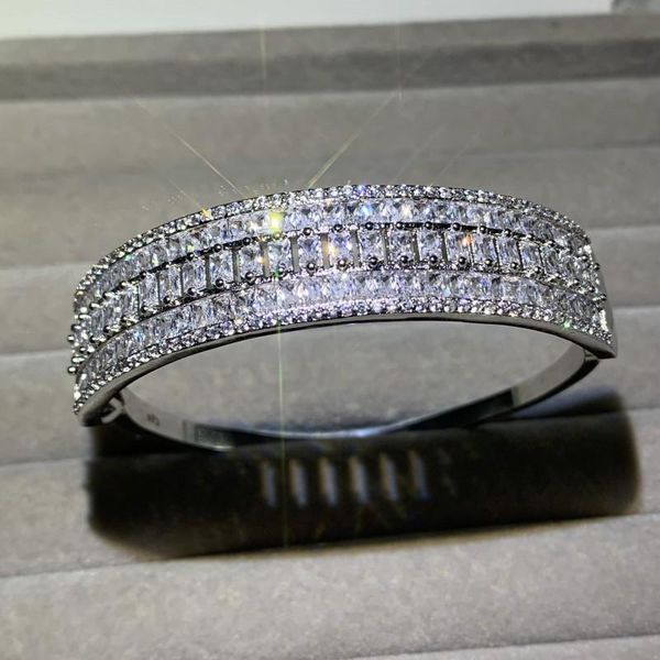 hip hop new stunning luxury jewelry 925 sterling silver full princess cut white z cz diamond lovely women promise wedding bangle gift, Black
hip hop new stunning luxury jewelry 925 sterling silver full princess cut white z cz diamond lovely women promise wedding bangle gift, Black