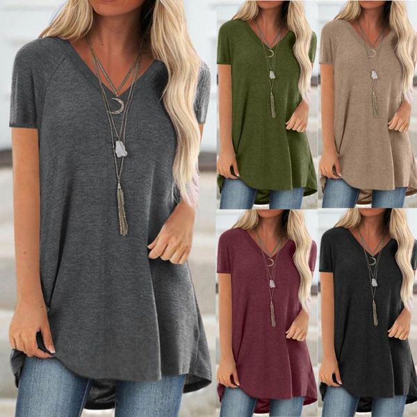 women's t-shirt large size solid color ladies casual short-sleeved summer loose black gray khaki wine red army green, White
women's t-shirt large size solid color ladies casual short-sleeved summer loose black gray khaki wine red army green, White