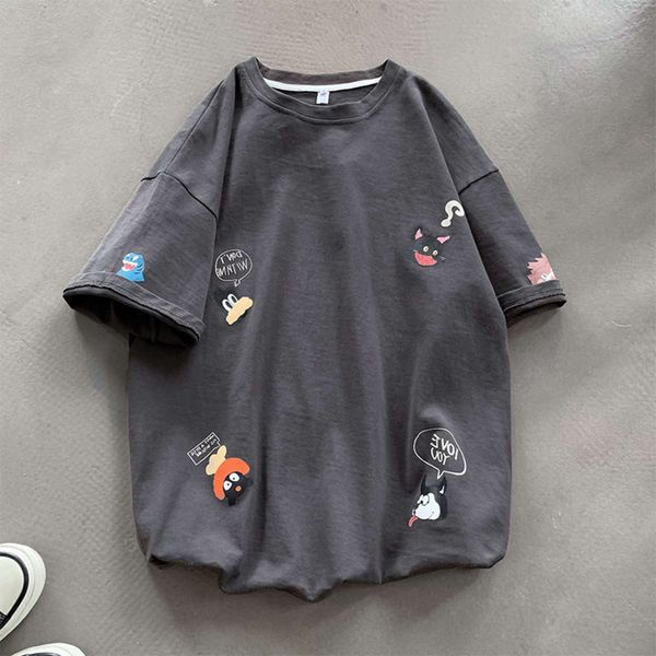 men's shirt summer korean short loose half sleeve t-shirt men's 5-sleeve fashion brand, White;black
men's shirt summer korean short loose half sleeve t-shirt men's 5-sleeve fashion brand, White;black