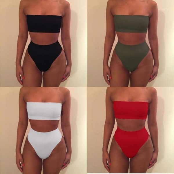 women's swimwear bandeau swimsuit bikini micro 2 piece set women pure color tube-split two-piece suit, White;black
women's swimwear bandeau swimsuit bikini micro 2 piece set women pure color tube-split two-piece suit, White;black