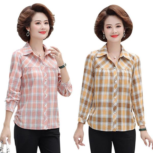 women cotton blouses and shirt casual plaid shirts long sleeve ladies outwear 2021 autumn mother checked clothes 5xl women's &, White
women cotton blouses and shirt casual plaid shirts long sleeve ladies outwear 2021 autumn mother checked clothes 5xl women's &, White