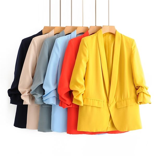 casual women elegant blazer fashion ladies ruched sleeve blazers jacket vintage female streetwear suits girls chic suit 211019, White;black
casual women elegant blazer fashion ladies ruched sleeve blazers jacket vintage female streetwear suits girls chic suit 211019, White;black