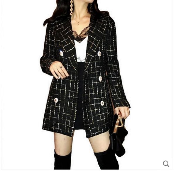 vintage plaid tweed jacket women spring streetwear double breasted notched pocket jackets long sleeve wool outerwear casaco 210514, Black;brown
vintage plaid tweed jacket women spring streetwear double breasted notched pocket jackets long sleeve wool outerwear casaco 210514, Black;brown