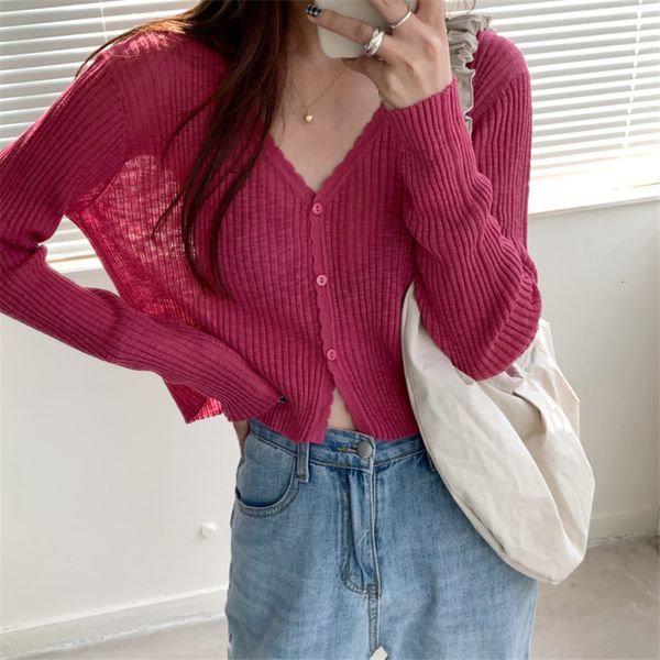jackets summer full-sleeved solid chic high waist sunscreen cardigans all match knitted elegance thin coats, Black;brown
jackets summer full-sleeved solid chic high waist sunscreen cardigans all match knitted elegance thin coats, Black;brown
