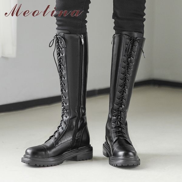 meotina genuine leather platform flat long boots women motorcycle boots shoes zip cross tied knee high boots autumn winter black 210520
meotina genuine leather platform flat long boots women motorcycle boots shoes zip cross tied knee high boots autumn winter black 210520