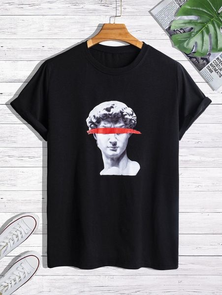 men figure graphic tee l0hj#, White;black 
men figure graphic tee l0hj#, White;black