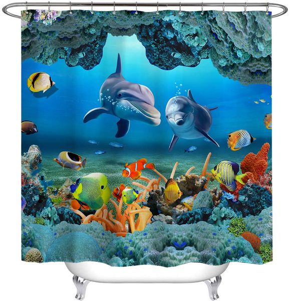 cocior bathroom waterproof shower curtain with metal hooks, underwater world seabed coral dolphin fish theme shower room curtain
cocior bathroom waterproof shower curtain with metal hooks, underwater world seabed coral dolphin fish theme shower room curtain