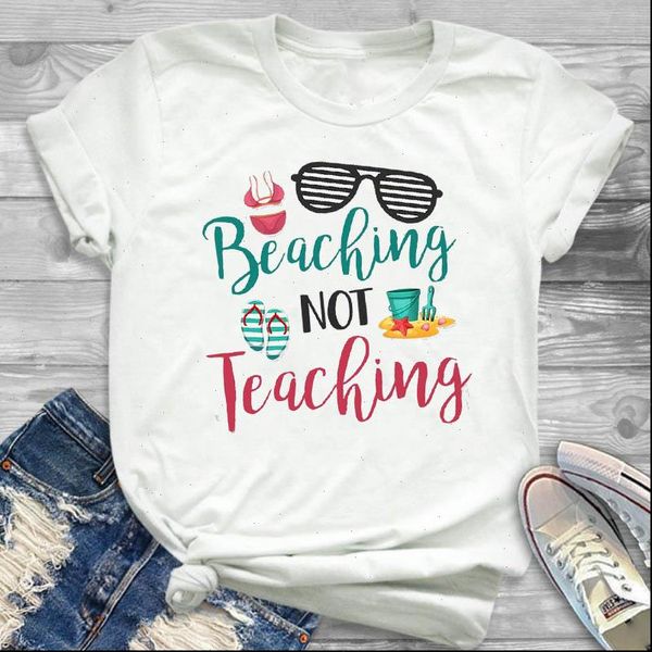 not teaching beaching printed women t shirt short sleeve tee clothes graphic, White
not teaching beaching printed women t shirt short sleeve tee clothes graphic, White
