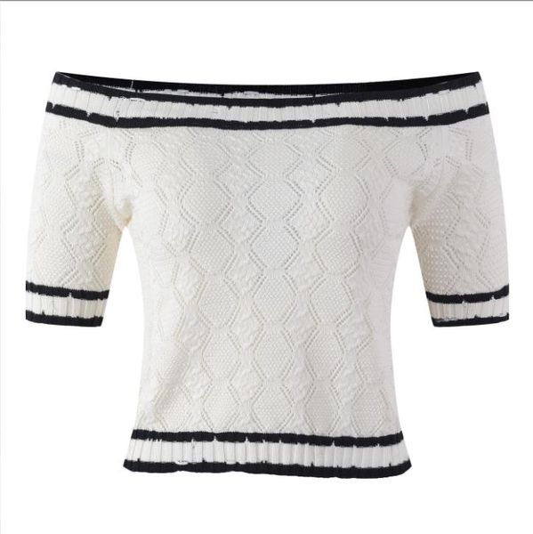 1111 2022 runway autumn brand same style sweater short sleeve black white slash neck pullover fashion clothes womens yl, White;black
1111 2022 runway autumn brand same style sweater short sleeve black white slash neck pullover fashion clothes womens yl, White;black