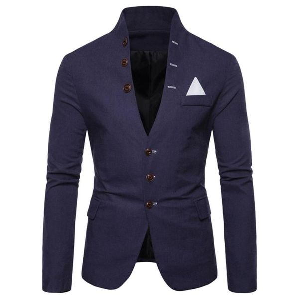 men long sleeve stand collar tuxedos suit blazer 3 button pocket slim jacket coat men's suits & blazers, White;black
men long sleeve stand collar tuxedos suit blazer 3 button pocket slim jacket coat men's suits & blazers, White;black