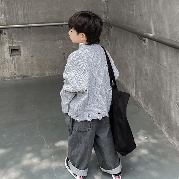 pullover boys' ripped spring and autumn clothing children's round neck coarse yarn bottoming shirt baby sweater loose, Blue
pullover boys' ripped spring and autumn clothing children's round neck coarse yarn bottoming shirt baby sweater loose, Blue