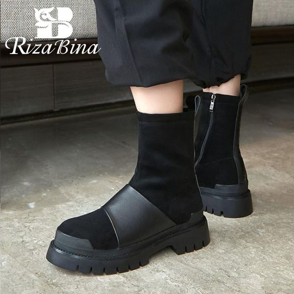 boots rizabina women ankle shoes real leather round toe square heel zipper patchwork ridding ladies footwear size 34-39, Black
boots rizabina women ankle shoes real leather round toe square heel zipper patchwork ridding ladies footwear size 34-39, Black