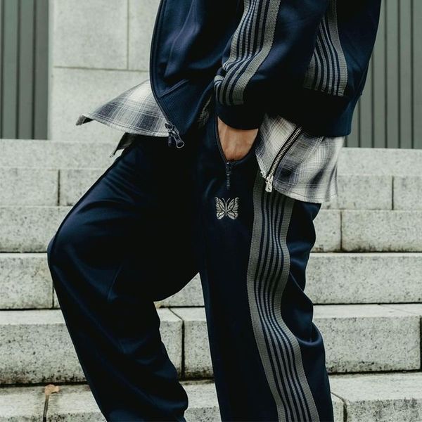 men's pants green stripe needles fashion men 1:1 awge butterfly embroidered logo women track trousers, Black
men's pants green stripe needles fashion men 1:1 awge butterfly embroidered logo women track trousers, Black