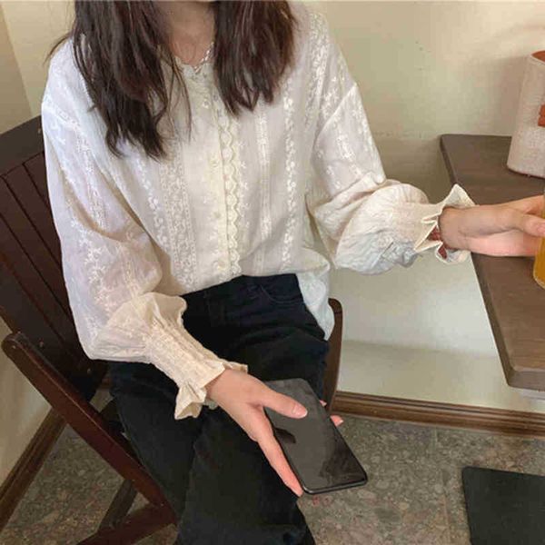 women's blouses & shirts arrival spring korea fashion women long sleeve loose v-neck cotton lace sweet cute blouse t ro1a, White
women's blouses & shirts arrival spring korea fashion women long sleeve loose v-neck cotton lace sweet cute blouse t ro1a, White