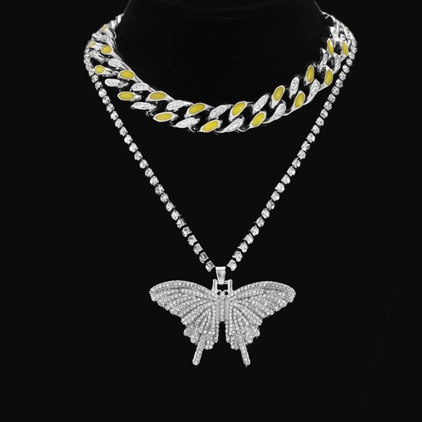 pendant necklaces hip hop punk cuban chain choker necklace for women colorful bling crystal rhinestone big butterfly jewelry gift, Silver
pendant necklaces hip hop punk cuban chain choker necklace for women colorful bling crystal rhinestone big butterfly jewelry gift, Silver