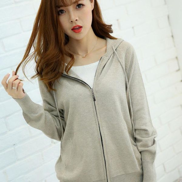 women's knits & tees wool knitted zipper hooded cardigan women loose sweater jacket spring and autumn casual, White
women's knits & tees wool knitted zipper hooded cardigan women loose sweater jacket spring and autumn casual, White