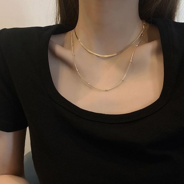chains fasion double layer snake chain beads necklace metal gold color choker necklaces for women girls jewelry gift accessories, Silver
chains fasion double layer snake chain beads necklace metal gold color choker necklaces for women girls jewelry gift accessories, Silver