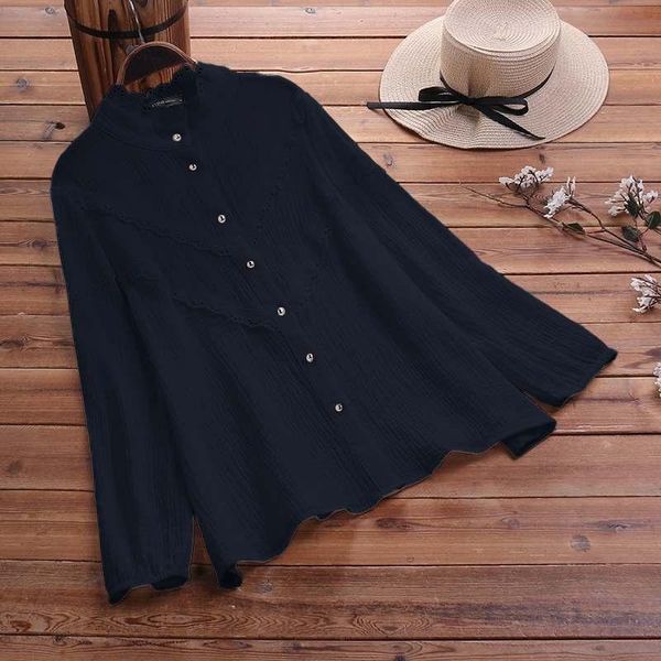women's blouses & shirts zanzea women lace ruffles blouse casual long sleeve cotton linen spring buttons tunic solid loose blusas femi, White
women's blouses & shirts zanzea women lace ruffles blouse casual long sleeve cotton linen spring buttons tunic solid loose blusas femi, White
