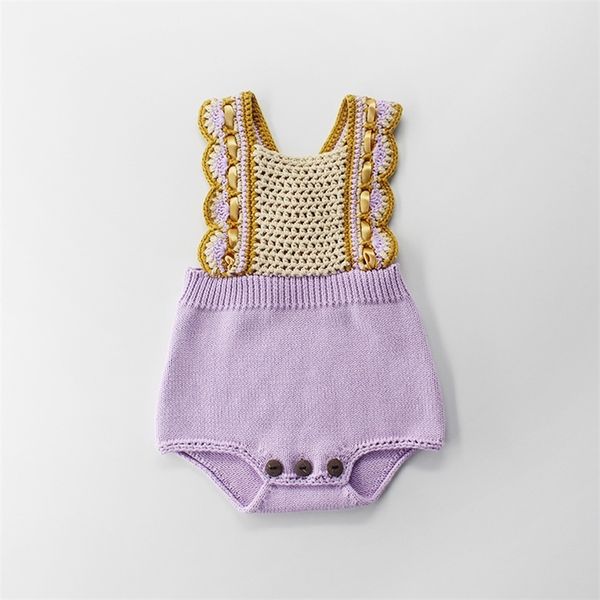 

born baby boy girl knit romper toddler little knitted sleevless jumpsuit clothes outfits 210615, Blue