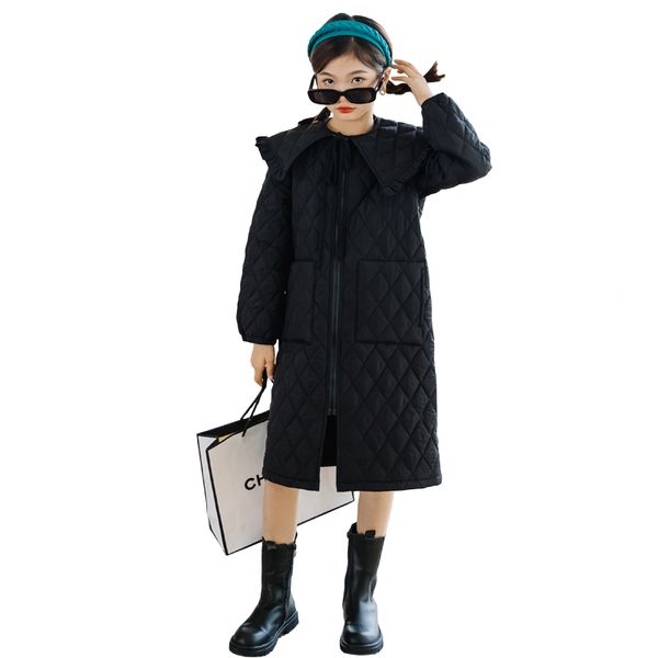 two piece dress girls long cotton-padded coat big collar coat winter fashion trench coat, White
two piece dress girls long cotton-padded coat big collar coat winter fashion trench coat, White