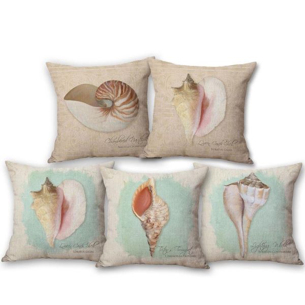 

cushion/decorative pillow conch shell cushion cover retro style marine animals case sofa pillowcase decoration 45x45cm