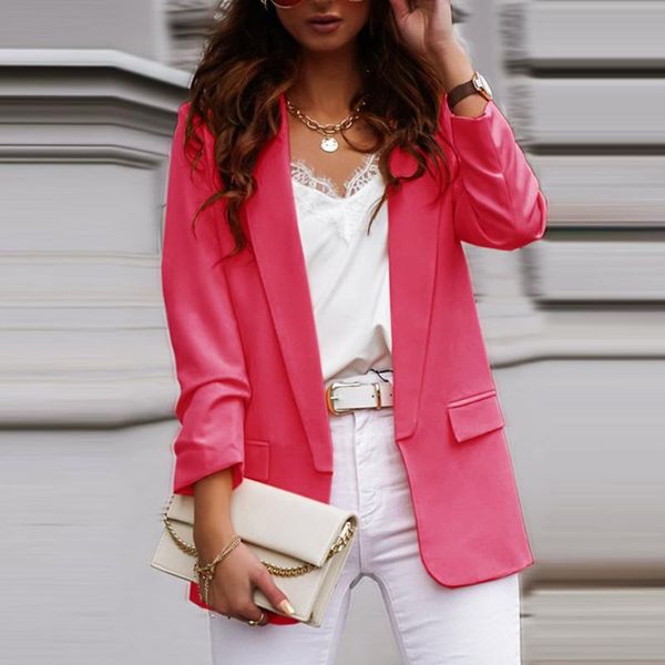 women slim fit blazers jacket autumn winter elegant casual long-sleeve solid coat suits office ladies outerwear women's &, White;black
women slim fit blazers jacket autumn winter elegant casual long-sleeve solid coat suits office ladies outerwear women's &, White;black