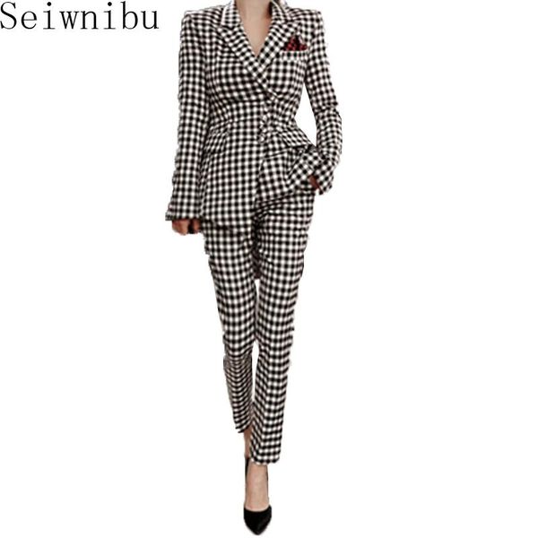 seiwnibu 2021 winter business women 2 piece suit set long-sleeved asymmetric plaid blazer and pant office lady suits women's two pants, White
seiwnibu 2021 winter business women 2 piece suit set long-sleeved asymmetric plaid blazer and pant office lady suits women's two pants, White