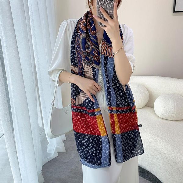scarves spring/autumn fashion women's printing scarf cotton and linen shawl elegant temperament sunscreen thin, Blue;gray
scarves spring/autumn fashion women's printing scarf cotton and linen shawl elegant temperament sunscreen thin, Blue;gray