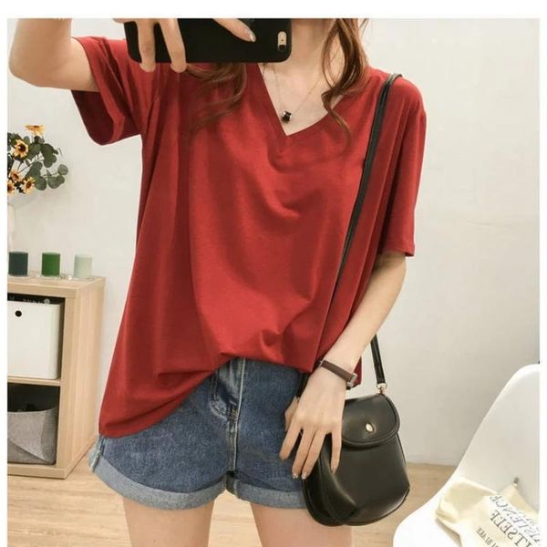 women's t-shirt size 8xl 150kg summer t shirt for women v neck solid colo red shirts plus clothing short sleeve casual female, White
women's t-shirt size 8xl 150kg summer t shirt for women v neck solid colo red shirts plus clothing short sleeve casual female, White