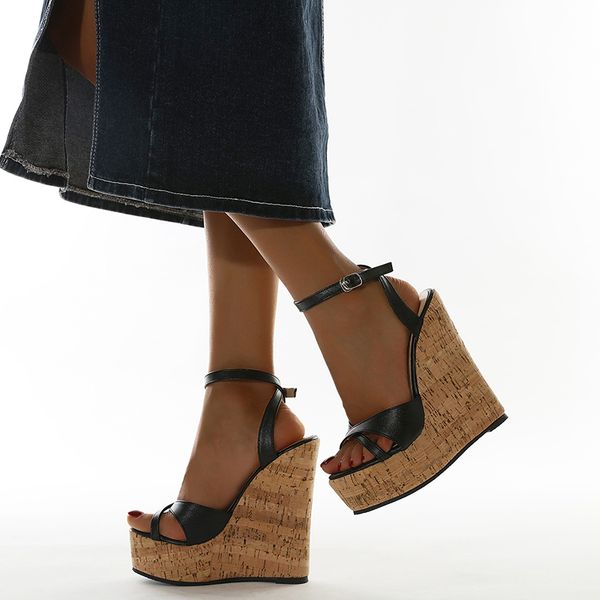 simple wedge womens sandals plus35-42 black-white hasp cross straps wood grain hollow womens shoes peeping toe 16cm high heels
simple wedge womens sandals plus35-42 black-white hasp cross straps wood grain hollow womens shoes peeping toe 16cm high heels