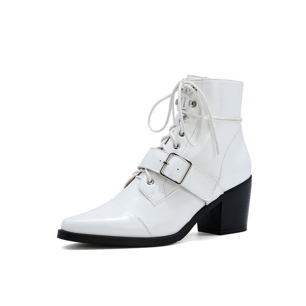 asumer 's est genuine leather female square buckles lace up nice fashion shoes western boots ladies, Black
asumer 's est genuine leather female square buckles lace up nice fashion shoes western boots ladies, Black