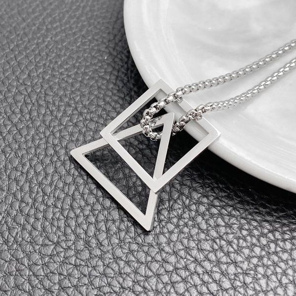 geometry necklace for men jewelry on the neck pendant stainless steel chain black triangle square necklaces, Silver
geometry necklace for men jewelry on the neck pendant stainless steel chain black triangle square necklaces, Silver