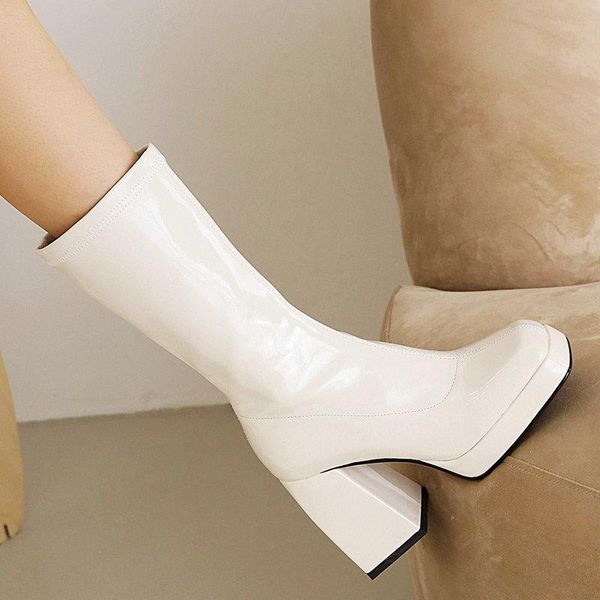 boots autumn winter chunky platform patent leather mid calf women punk increase long fashion thick heel slip-on, Black
boots autumn winter chunky platform patent leather mid calf women punk increase long fashion thick heel slip-on, Black