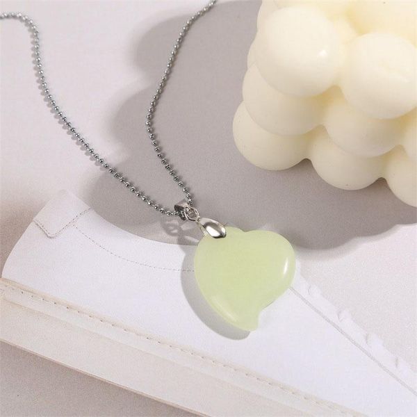 retro trendy simple heart love stone luminous necklace stainless steel ball bead link chain fashion women jewelry pendant necklaces, Silver
retro trendy simple heart love stone luminous necklace stainless steel ball bead link chain fashion women jewelry pendant necklaces, Silver