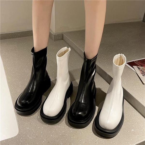 boots black white platform ankle women shoes chunky heel concise style pu leather round toe mujer 2021
boots black white platform ankle women shoes chunky heel concise style pu leather round toe mujer 2021