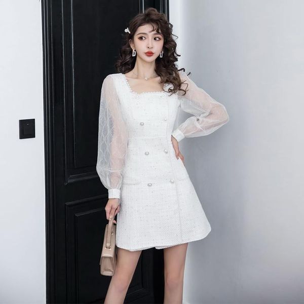 casual dresses luxury small fragrance wind tweed women dress mesh stitching puff long sleeve square collar a-line vestidos, Black;gray
casual dresses luxury small fragrance wind tweed women dress mesh stitching puff long sleeve square collar a-line vestidos, Black;gray