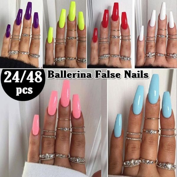 24/48pcs/set false ballerina colorful coffin fake nails manicure natural transparent for extension protection nail art kit1, Red;gold
24/48pcs/set false ballerina colorful coffin fake nails manicure natural transparent for extension protection nail art kit1, Red;gold