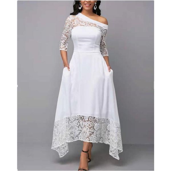 casual dresses elegant white long dress one shoulder diagonal collar 3/4 sleeve hollow lace patchwork asymmetrical maxi chic vestido, Black;gray
casual dresses elegant white long dress one shoulder diagonal collar 3/4 sleeve hollow lace patchwork asymmetrical maxi chic vestido, Black;gray