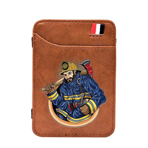 card holders fashion brave fireman design magic wallet classic brown pu leather men women mini thin money clips holder purse, Brown;gray
card holders fashion brave fireman design magic wallet classic brown pu leather men women mini thin money clips holder purse, Brown;gray