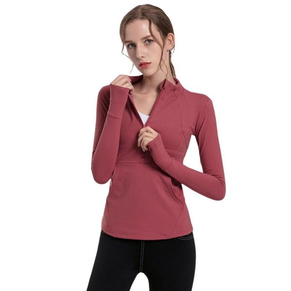 yoga outfit half zipper breathable jacket stretch tight fitness clothes slimming sports shirt long-sleeved women 
yoga outfit half zipper breathable jacket stretch tight fitness clothes slimming sports shirt long-sleeved women