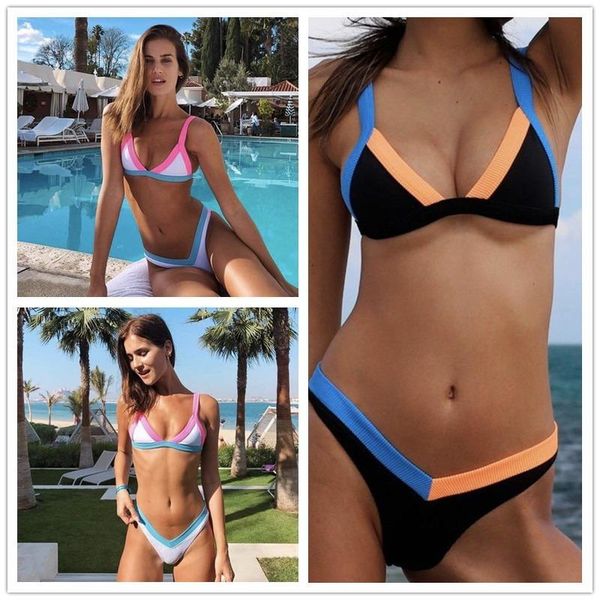 bikini triangle swimsuit high waist split bathing suit women's swimwear, White;black
bikini triangle swimsuit high waist split bathing suit women's swimwear, White;black