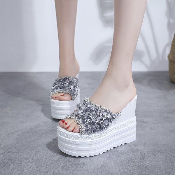 slippers women summer luxury slides jelly flip flops high-heeled shoes lady platform low pantofle on a wedge designer glitter, Black
slippers women summer luxury slides jelly flip flops high-heeled shoes lady platform low pantofle on a wedge designer glitter, Black