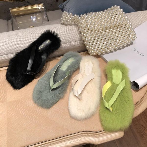 slippers real hair fur clip toe flip flops solid lazy casual comfy shoes woman round brief flats soft bottom slides, Black
slippers real hair fur clip toe flip flops solid lazy casual comfy shoes woman round brief flats soft bottom slides, Black