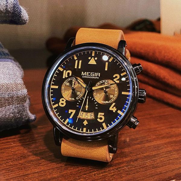 wristwatches original luxury big dial watch men megir brand quartz sport military watches waterproof luminous leather date male clock, Slivery;brown
wristwatches original luxury big dial watch men megir brand quartz sport military watches waterproof luminous leather date male clock, Slivery;brown