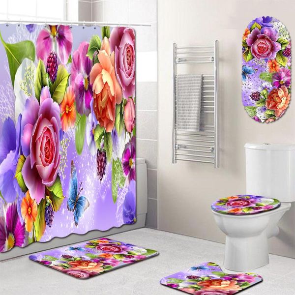 bath mats painted flowers shower curtain bathroom mat five-piece set toilet carpet room
bath mats painted flowers shower curtain bathroom mat five-piece set toilet carpet room