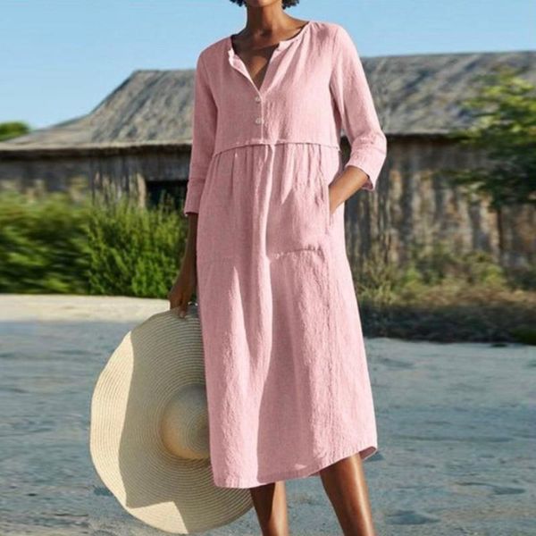 casual dresses loose dress summer regular sleeves single-breasted cotton and linen women's clothing 2021, Black;gray
casual dresses loose dress summer regular sleeves single-breasted cotton and linen women's clothing 2021, Black;gray
