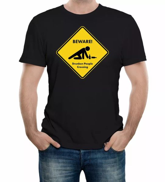 beware drunk people crossing mens t-shirt funny alcohol stag party crawl sign, White;black
beware drunk people crossing mens t-shirt funny alcohol stag party crawl sign, White;black