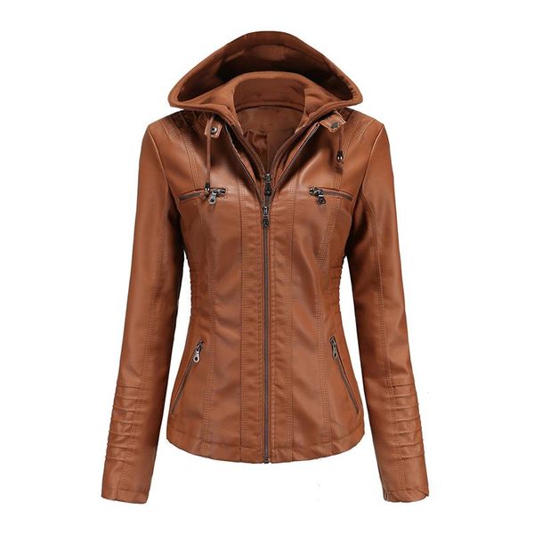women's leather & faux autumn winter jacket women long sleeve zipper hooded detachable coat female motorcycle biker outwear, Black
women's leather & faux autumn winter jacket women long sleeve zipper hooded detachable coat female motorcycle biker outwear, Black