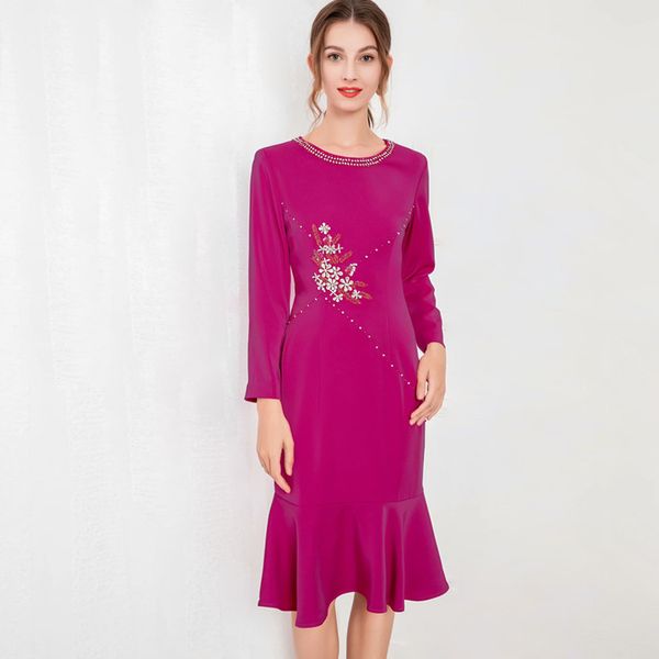 women's dresses o neck long sleeves beaded rhinestones ruffles mermaid fashion casual dress vestidos, Black
women's dresses o neck long sleeves beaded rhinestones ruffles mermaid fashion casual dress vestidos, Black
